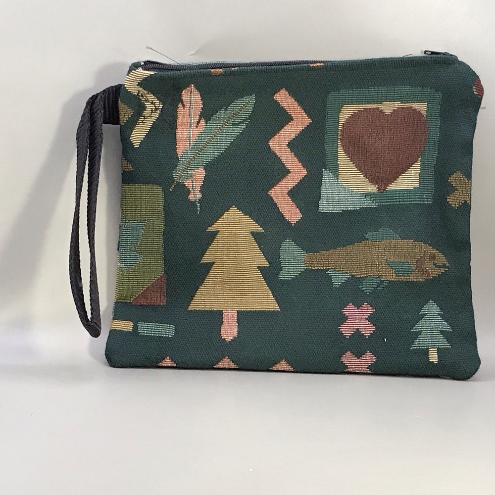 Handmade Folksy Zip Up Wristlet 9 X 7.5 No Lining